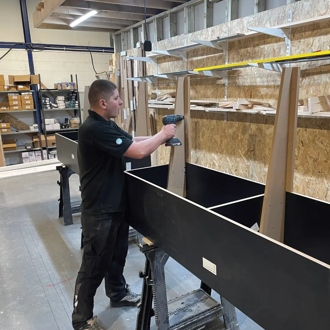 Manufacturing furniture in factory